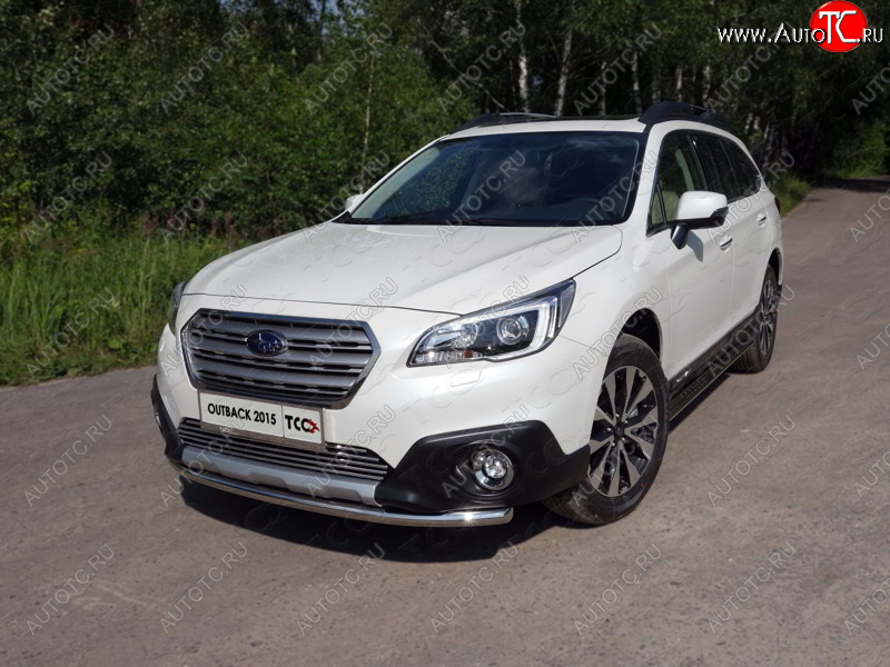 14 699 р. Защита переднего бампера нижняя d50,8 мм ТСС Тюнинг Subaru Outback BS/B15 дорестайлинг универсал (2014-2018) (нержавейка)  с доставкой в г. Тольятти