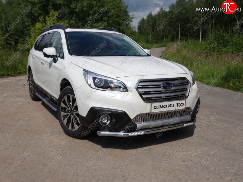 37 999 р. Защита переднего бампера нижняя с ДХО 60,3 мм ТСС Тюнинг  Subaru Outback  BS/B15 (2014-2018) дорестайлинг универсал (нержавейка)  с доставкой в г. Тольятти