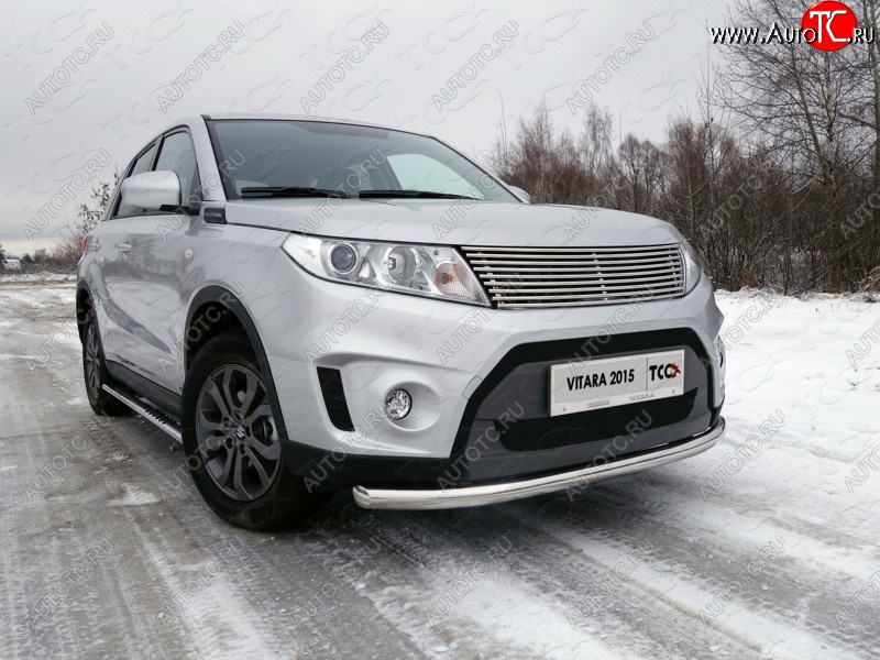 16 899 р. Защита переднего бампера нижняя d60,3 мм ТСС Тюнинг  Suzuki Vitara  LY (2015-2019) дорестайлинг (нержавейка)  с доставкой в г. Тольятти