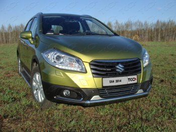 Защита переднего бампера нижняя овальная 75х42 мм ТСС Тюнинг Suzuki SX4 JYB, JYA хэтчбэк дорестайлинг (2013-2016) ()