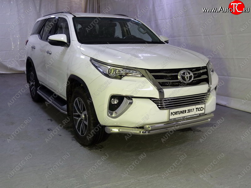 36 299 р. Защита передняя нижняя двойная 76,1*60,3 мм Тюнинг Toyota Fortuner AN160 дорестайлинг (2015-2020) (нержавейка)  с доставкой в г. Тольятти