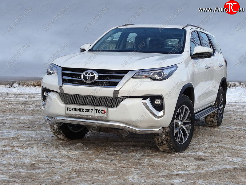 27 599 р. Защита переднего бампера волна d76,1 мм ТСС Тюнинг Toyota Fortuner AN160 дорестайлинг (2015-2020) (нержавейка)  с доставкой в г. Тольятти