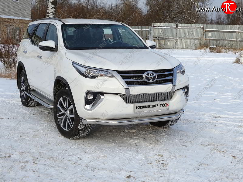 26 499 р. Защита переднего бампера нижняя 76,1 мм ТСС Тюнинг  Toyota Fortuner  AN160 (2015-2020) дорестайлинг (нержавейка)  с доставкой в г. Тольятти