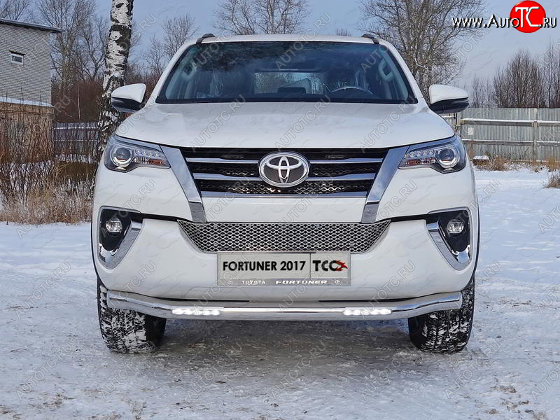 39 749 р. Защита переднего бампера нижняя с ДХО 76,1 мм ТСС Тюнинг  Toyota Fortuner  AN160 (2015-2020) дорестайлинг (нержавейка)  с доставкой в г. Тольятти