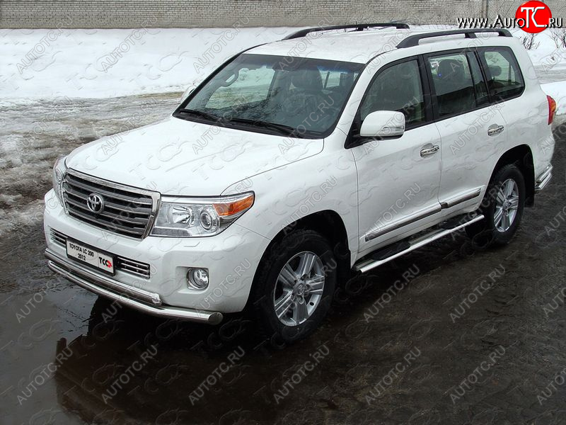 38 949 р. Защита передняя нижняя двойная 76,1*75 мм ТСС Тюнинг  Toyota Land Cruiser  200 (2012-2015) 1-ый рестайлинг (нержавейка)  с доставкой в г. Тольятти