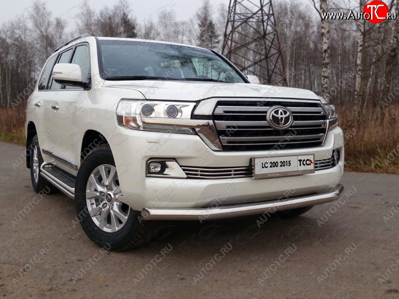 27 999 р. Защита переднего бампера нижняя d76,1 мм (кроме EXECUTIVE) ТСС Тюнинг  Toyota Land Cruiser  200 (2015-2021) 2-ой рестайлинг (нержавейка)  с доставкой в г. Тольятти