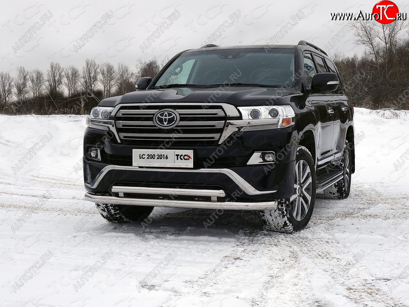 38 949 р. Защита передняя нижняя двойная 76,1*60,3 мм EXECUTIVE Тюнинг  Toyota Land Cruiser  200 (2015-2021) 2-ой рестайлинг (нержавейка)  с доставкой в г. Тольятти