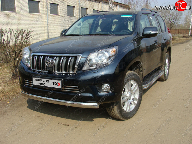 24 999 р. Защита переднего бампера нижняя 75*42 мм ТСС Тюнинг  Toyota Land Cruiser Prado  J150 (2009-2013) дорестайлинг (нержавейка)  с доставкой в г. Тольятти