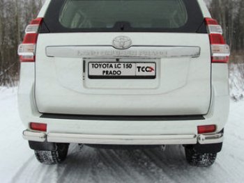 Защита задняя (уголки овальные, нержавейка 75х42 мм) ТСС Тюнинг Toyota (Тойота) Land Cruiser Prado (Лэнд)  J150 (2009-2013) J150 дорестайлинг  (уголки овальные)