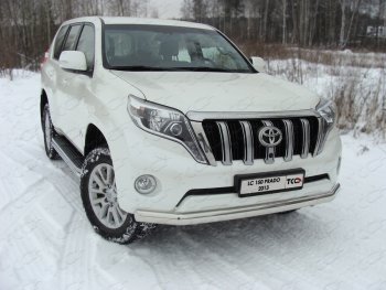 Защита переднего бампера нижняя 75*42 мм ТСС Тюнинг Toyota (Тойота) Land Cruiser Prado (Лэнд)  J150 (2013-2017) J150 1-ый рестайлинг  (нержавейка)