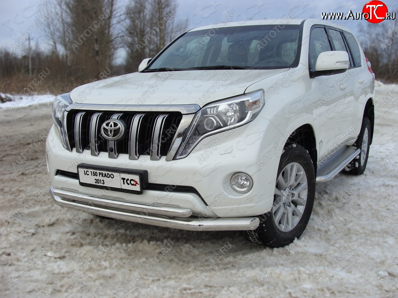 38 949 р. Защита переднего бампера нижняя d76,1*50,8 мм ТСС Тюнинг  Toyota Land Cruiser Prado  J150 (2013-2017) 1-ый рестайлинг (нержавейка)  с доставкой в г. Тольятти