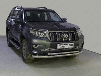 Защита передняя нижняя двойная 76,1*50,8 мм Тюнинг Toyota (Тойота) Land Cruiser Prado (Лэнд)  J150 (2017-2020) J150 2-ой рестайлинг  (нержавейка)