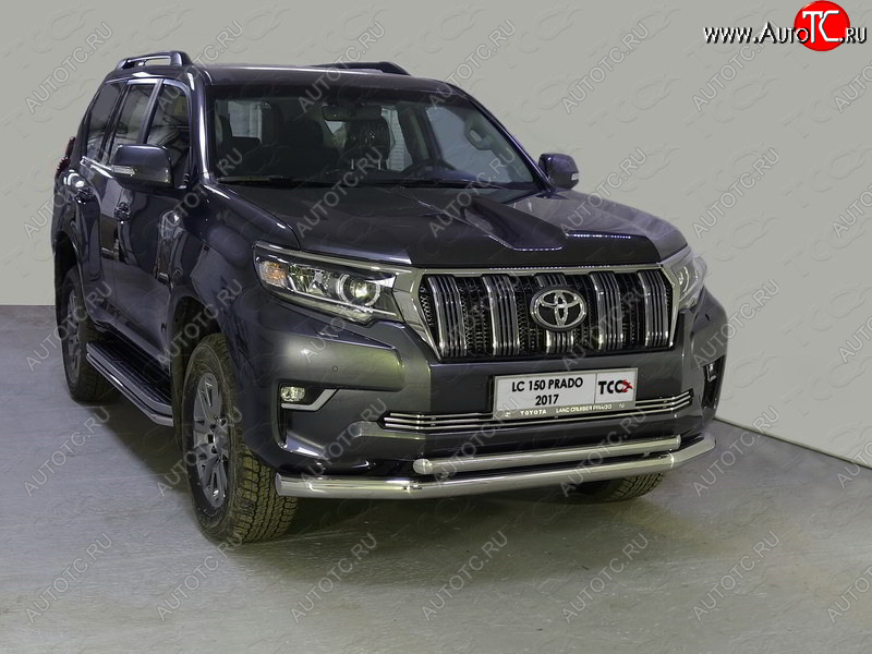 38 949 р. Защита передняя нижняя двойная 76,1*50,8 мм Тюнинг Toyota Land Cruiser Prado J150 2-ой рестайлинг (2017-2020) (нержавейка)  с доставкой в г. Тольятти