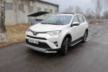 Защита переднего бампера нижняя двойная 60,3*42,4 мм ТСС Тюнинг Toyota (Тойота) RAV4 (рав)  XA40 (2015-2019) XA40 5 дв. рестайлинг  (нержавейка)