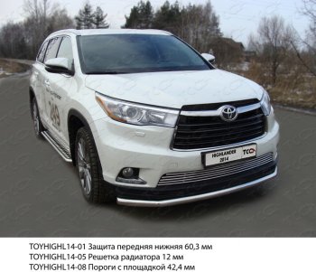 Защита переднего бампера нижняя d60,3 мм ТСС Тюнинг Toyota Highlander XU50 дорестайлинг (2013-2017) ()