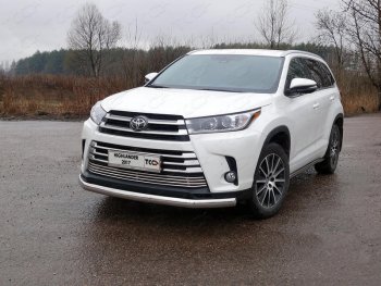 Защита переднего бампера овальная 75х42 мм ТСС Тюнинг Toyota (Тойота) Highlander (Хайлэндер)  XU50 (2016-2020) XU50 рестайлинг  (нержавейка)