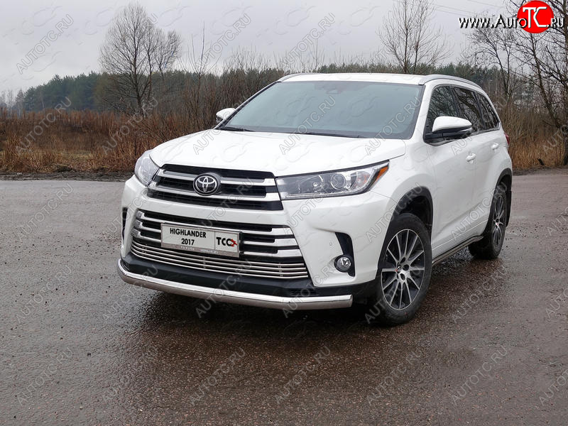 26 999 р. Защита переднего бампера овальная 75х42 мм ТСС Тюнинг  Toyota Highlander  XU50 (2016-2020) рестайлинг (нержавейка)  с доставкой в г. Тольятти