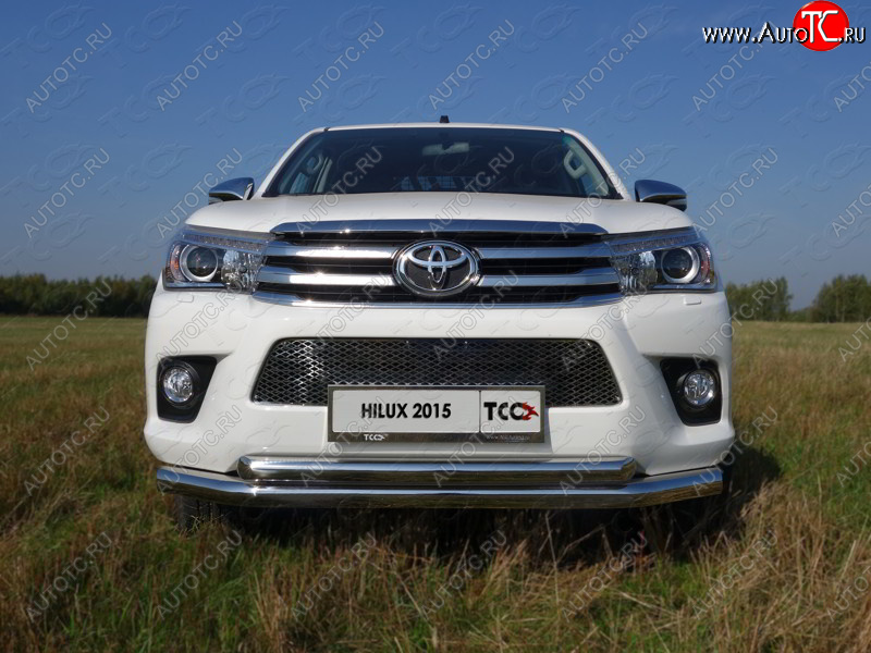 29 599 р. Защита передняя нижняя двойная 76,1*60,3 мм Тюнинг  Toyota Hilux Revo (2015-2018) Double Cab дорестайлинг (нержавейка)  с доставкой в г. Тольятти