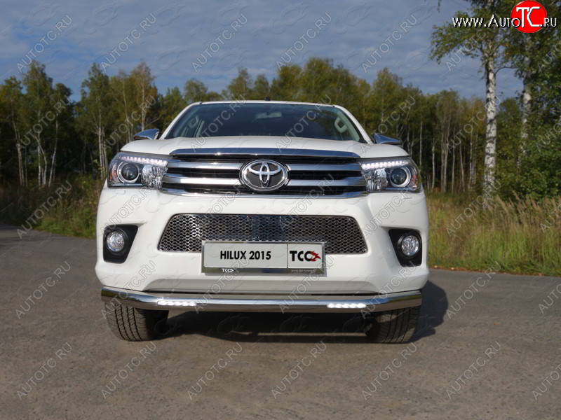 42 999 р. Защита переднего бампера нижняя с ДХО 76,1 мм ТСС Тюнинг  Toyota Hilux Revo (2015-2018) Double Cab дорестайлинг  с доставкой в г. Тольятти