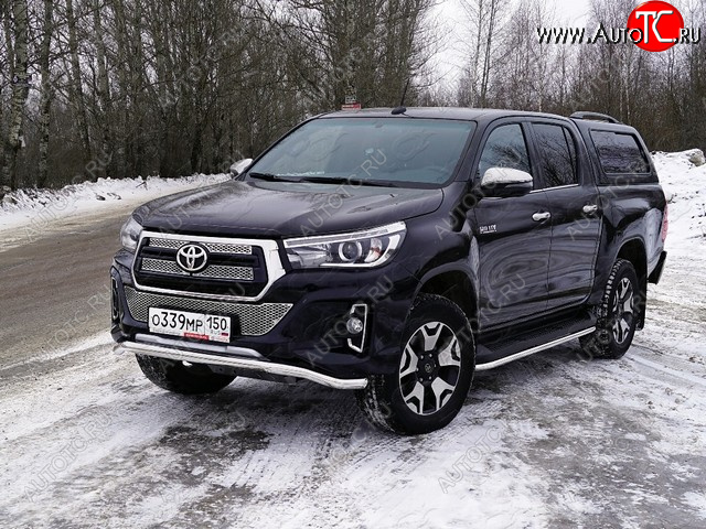 26 899 р. Защита переднего бампера волна d60,3 мм (Exclusive) ТСС Тюнинг Toyota Hilux AN120 1-ый рестайлинг (2017-2020) (нержавейка)  с доставкой в г. Тольятти