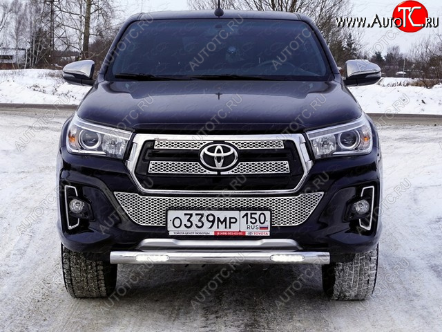 39 699 р. Защита переднего бампера нижняя с ДХО 76,1 мм ТСС Тюнинг Toyota Hilux AN120 1-ый рестайлинг (2017-2020) (нержавейка)  с доставкой в г. Тольятти