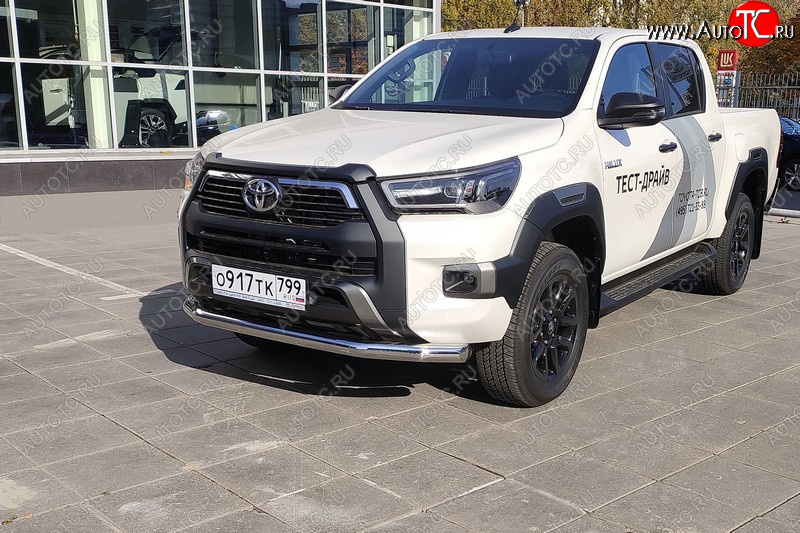 22 999 р. Защита переднего бампера нижняя 76,1 мм ТСС Тюнинг  Toyota Hilux  AN120 (2020-2024) 2-ой рестайлинг (нержавейка)  с доставкой в г. Тольятти