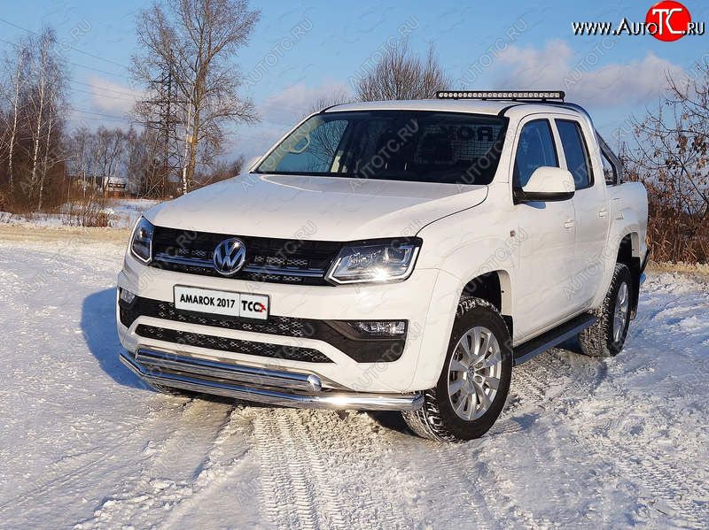 31 899 р. Защита передняя нижняя двойная 76,1*75 мм ТСС Тюнинг  Volkswagen Amarok (2016-2022) рестайлинг (нержавейка)  с доставкой в г. Тольятти