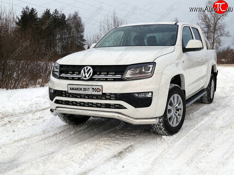 24 949 р. Защита переднего бампера кенгурин 76,1 мм ТСС Тюнинг Volkswagen Amarok рестайлинг (2016-2022) (нержавейка)  с доставкой в г. Тольятти