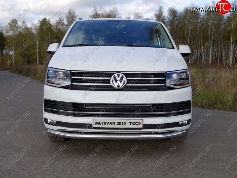 21 799 р. Защита переднего бампера нижняя d60,3 мм ТСС Тюнинг  Volkswagen Multivan  T6 (2016-2019) дорестайлинг (нержавейка)  с доставкой в г. Тольятти