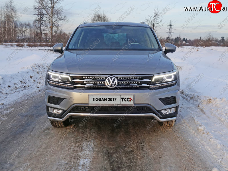 15 999 р. Защита переднего бампера нижняя d42,4 мм ТСС Тюнинг Volkswagen Tiguan Mk2 дорестайлинг (2016-2020) (нержавейка)  с доставкой в г. Тольятти