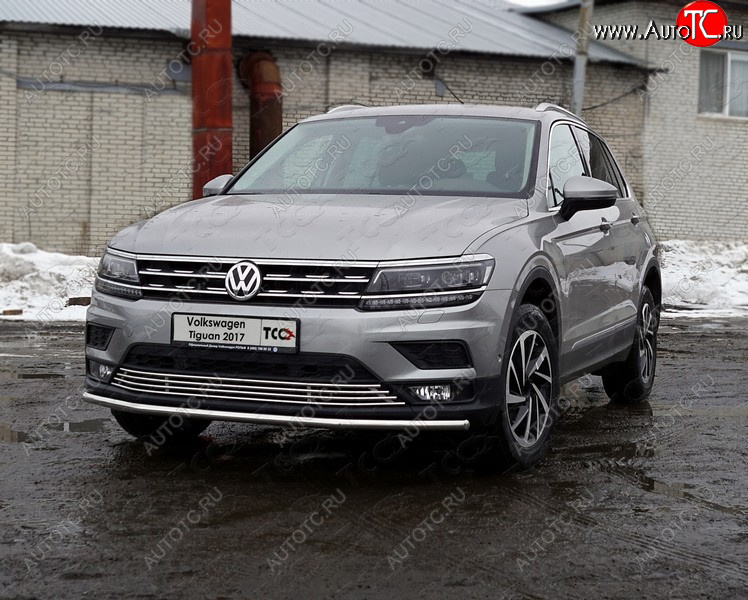 1 000 000 р. Защита переднего бампера нижняя d42,4 мм ТСС Тюнинг  Volkswagen Tiguan  Mk2 (2016-2020) дорестайлинг (нержавейка)  с доставкой в г. Тольятти