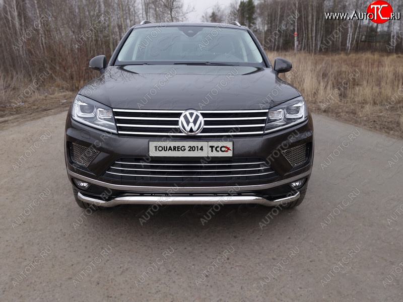 27 999 р. Защита передняя нижняя кенгурин 60,3 мм ТСС Тюнинг  Volkswagen Touareg  NF (2014-2018) рестайлинг (нержавейка)  с доставкой в г. Тольятти