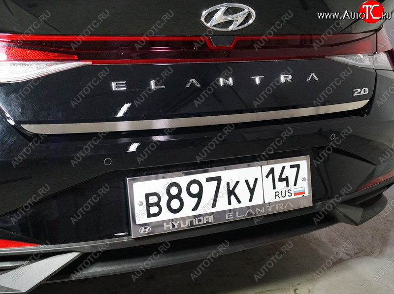 2 099 р. Накладка на заднюю дверь, ТСС Тюнинг  Hyundai Elantra  CN7 (2020-2023) (Лист шлифованный)  с доставкой в г. Тольятти