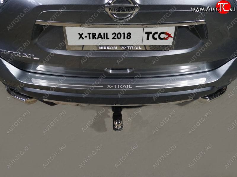 2 399 р. Накладка на задний бампер, ТСС Тюнинг  Nissan X-trail  3 T32 (2017-2022) рестайлинг (лист шлифованный надпись X-Trail)  с доставкой в г. Тольятти