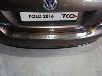 1 799 р. Накладка на задний бампе, ТСС Тюнинг  Volkswagen Polo  5 (2015-2020) седан рестайлинг, хэтчбек рестайлинг (лист шлифованный надпись Polo)  с доставкой в г. Тольятти. Увеличить фотографию 1