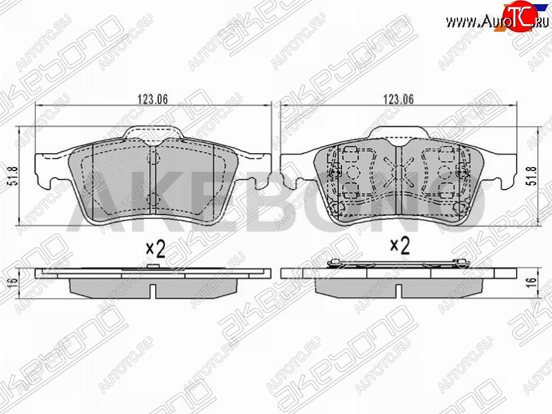 2 849 р. Колодки тормозные задние RH-LH SAT Ford Focus 2 универсал рестайлинг (2007-2011)  с доставкой в г. Тольятти