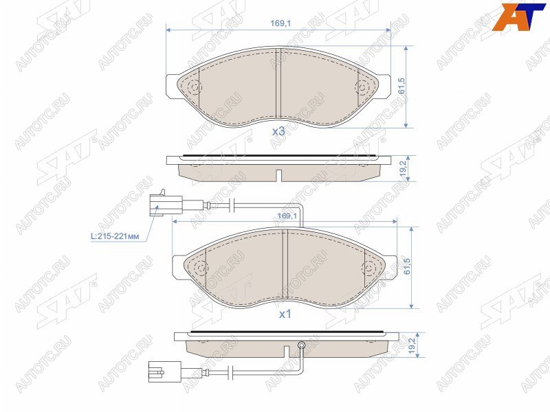 2 299 р. Колодки тормозные перед FL-FR SAT CITROEN Jumper 250 (2006-2014)  с доставкой в г. Тольятти