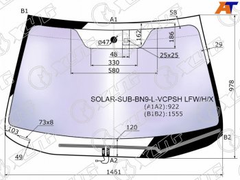 27 449 р. Стекло лобовое (Атермальное Обогрев щеток Датчик дождя) XYG Subaru Outback BS/B15 дорестайлинг универсал (2014-2018)  с доставкой в г. Тольятти. Увеличить фотографию 2