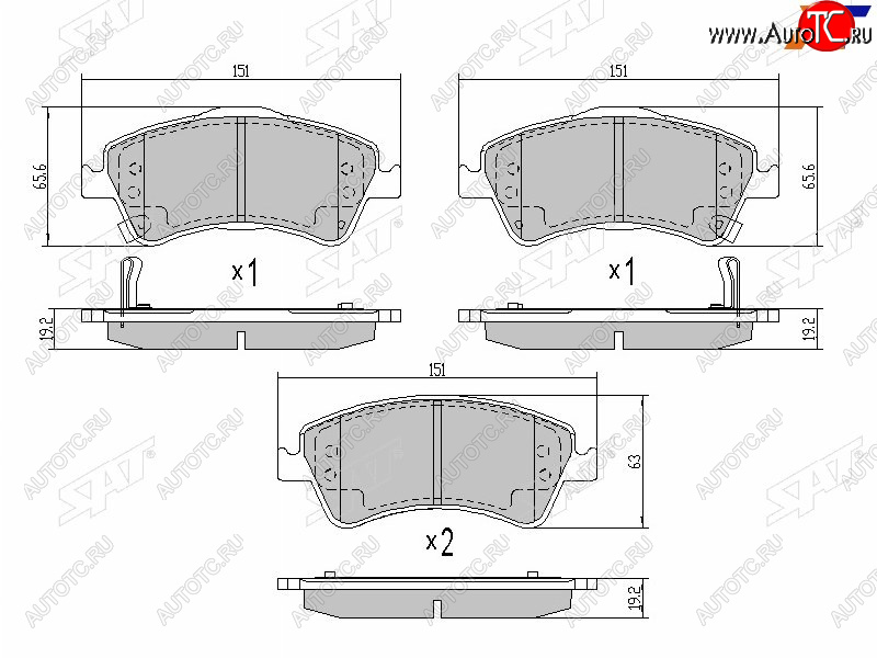 1 099 р. Колодки тормозные передние FR-FL SAT Toyota Avensis T270 универсал 1-ый рестайлинг (2011-2015)  с доставкой в г. Тольятти