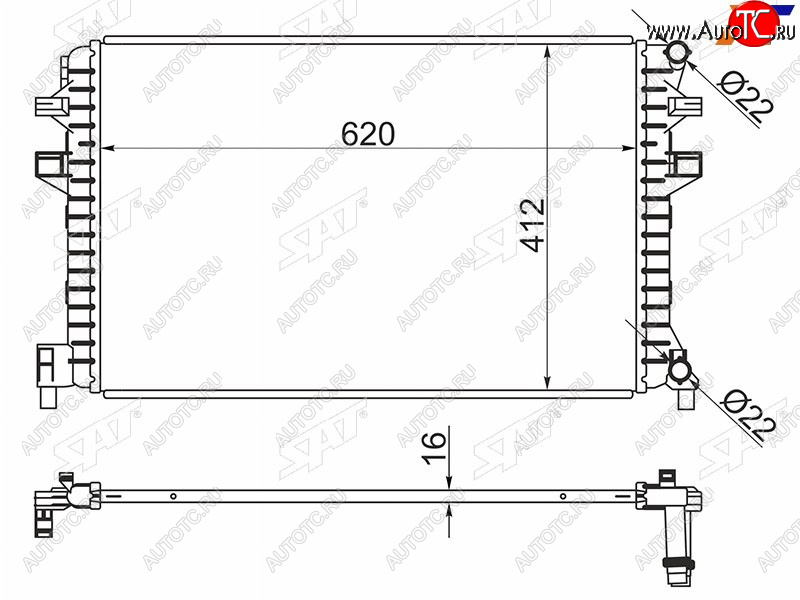 6 599 р. Радиатор охлаждающей жидкости SAT Skoda Octavia A7 рестайлинг универсал (2016-2020)  с доставкой в г. Тольятти