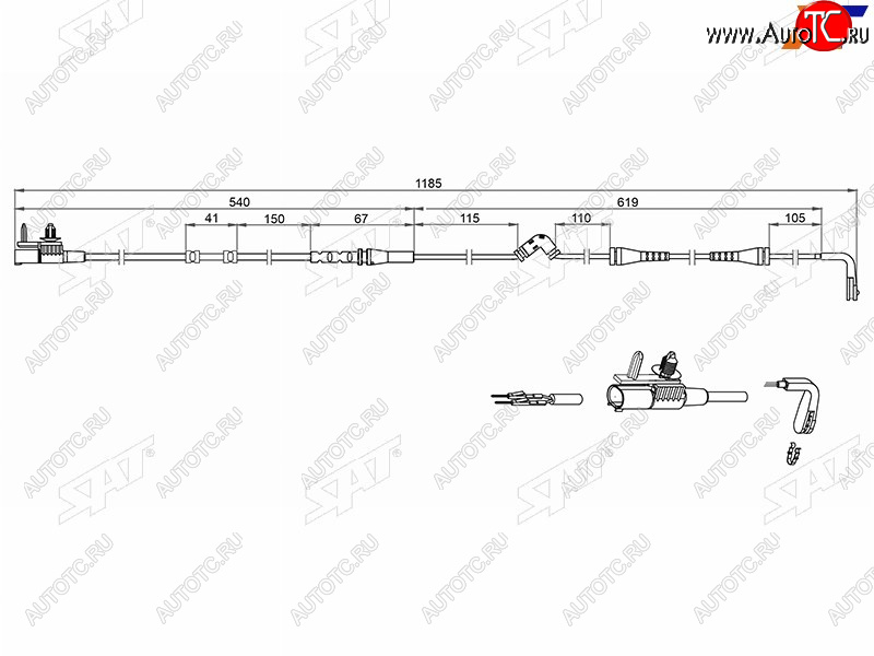 519 р. Датчик износа передних тормозных колодок SAT Land Rover Range Rover Sport 2 L494 дорестайлинг (2013-2017)  с доставкой в г. Тольятти