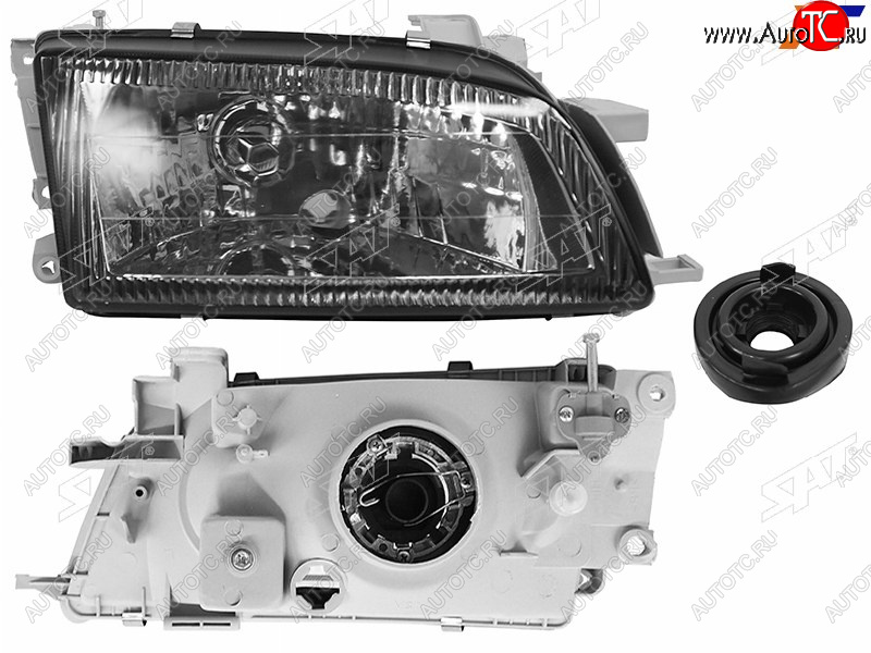 2 299 р. Фара правая (чёрный хрусталь) SAT Toyota Carina E T190 седан дорестайлинг (1992-1996)  с доставкой в г. Тольятти