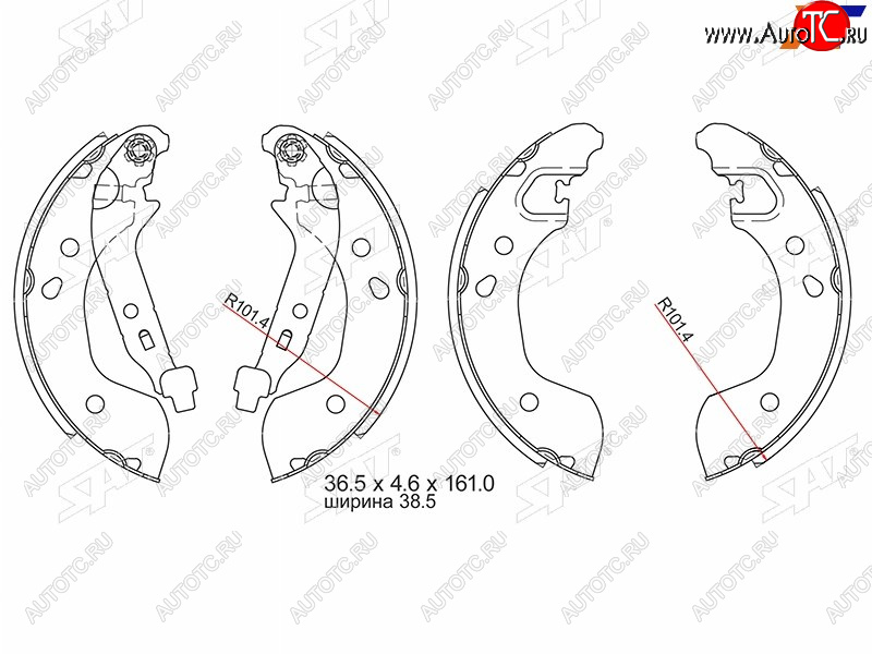 1 379 р. Колодки тормозные барабанные задние RH-LH SAT Nissan Note 1 E11 дорестайлинг (2004-2008)  с доставкой в г. Тольятти