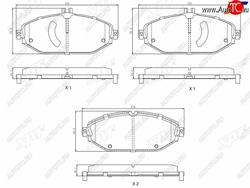 1 739 р. Колодки тормозные перед FL-FR SAT Mercedes-Benz C-Class W205 дорестайлинг седан (2015-2018)  с доставкой в г. Тольятти