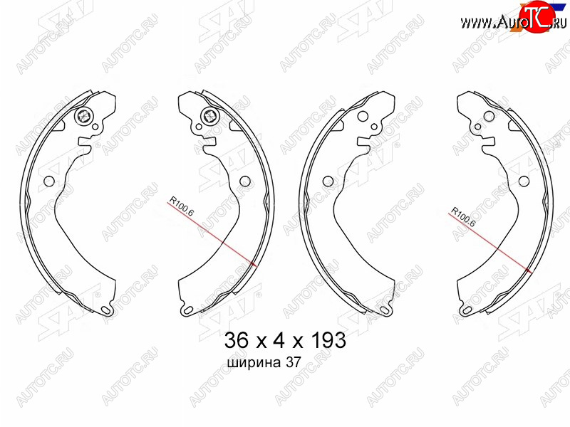 1 369 р. Колодки тормозные барабанные задние RH-LH SAT Mitsubishi Carisma (1999-2004)  с доставкой в г. Тольятти