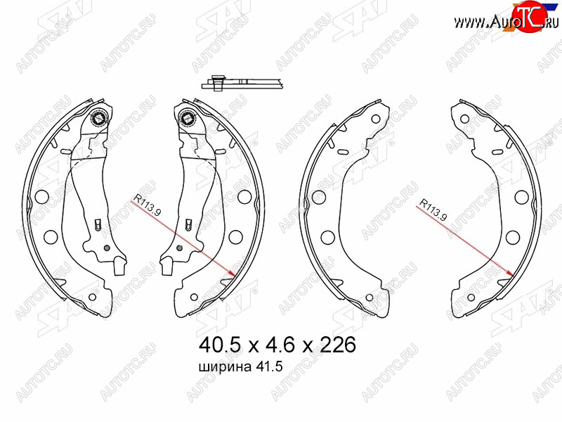 1 789 р. Колодки тормозные барабанные задние RH-LH SAT Renault Kangoo KW0 дорестайлинг (2008-2013)  с доставкой в г. Тольятти