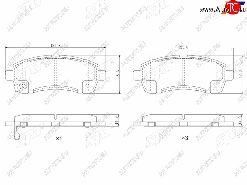 1 199 р. Колодки тормозные перед FL-FR SAT Mazda 2/Demio DE дорестайлинг (2007-2011)  с доставкой в г. Тольятти