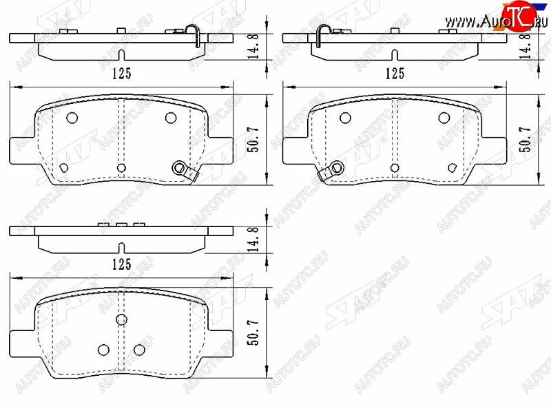 1 099 р. Колодки тормозные задние RH-LH SAT KIA Sorento MQ4 (2020-2022)  с доставкой в г. Тольятти