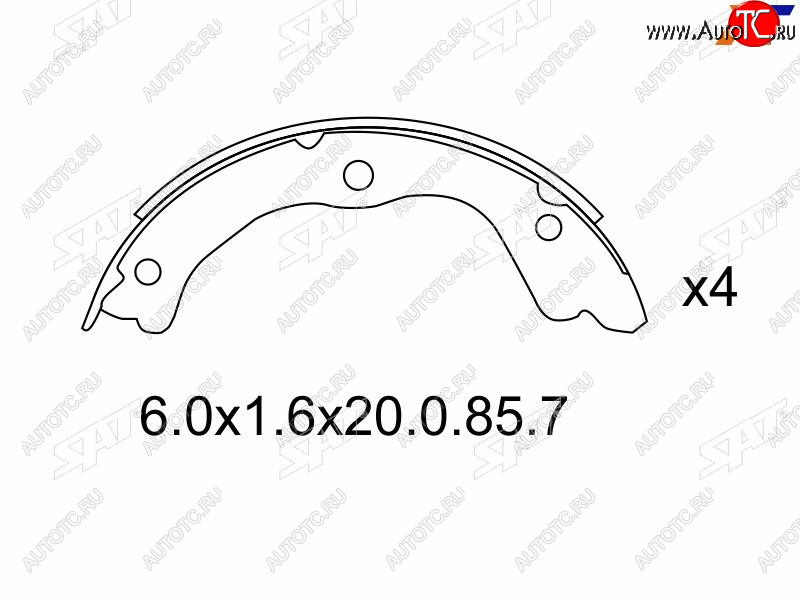 1 549 р. Колодки барабанные задние RH-LH SAT Nissan X-trail 1 T30 дорестайлинг (2000-2003)  с доставкой в г. Тольятти