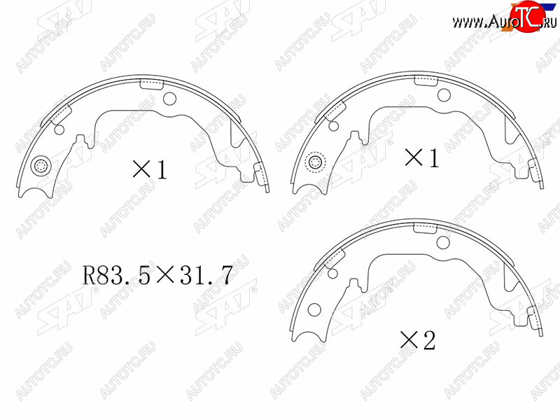 2 099 р. Колодки барабанные задние RH-LH SAT Mitsubishi ASX дорестайлинг (2010-2012)  с доставкой в г. Тольятти